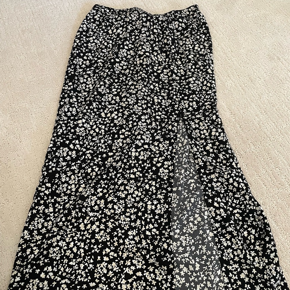Wild Fable Black and White Floral Maxi Skirt